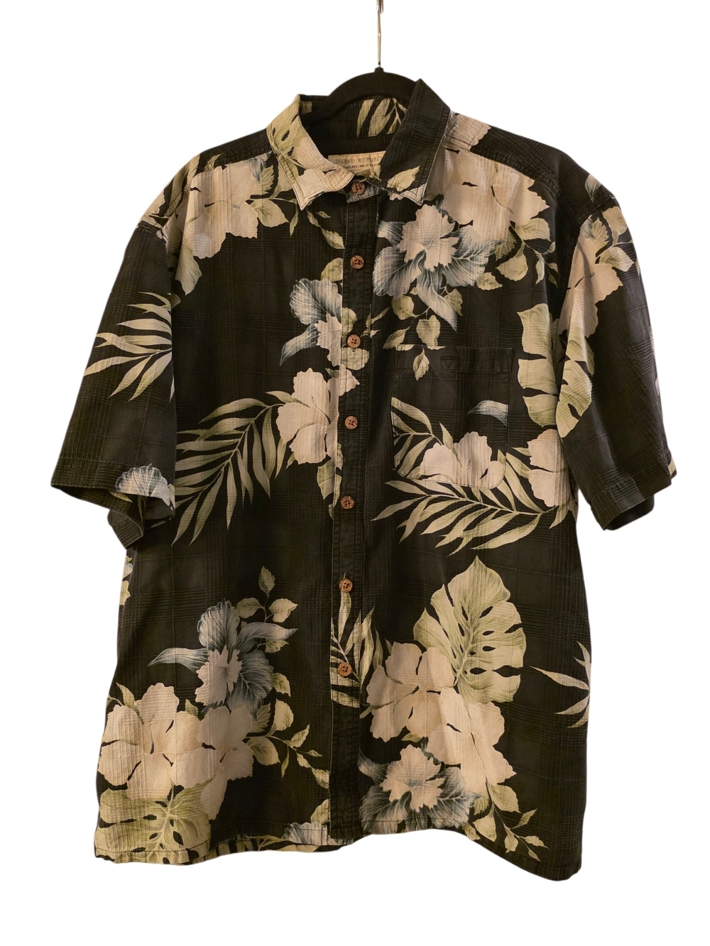 Island Republic Silk Cotton Floral Hawaiian Shirt XL Ribbed Texture